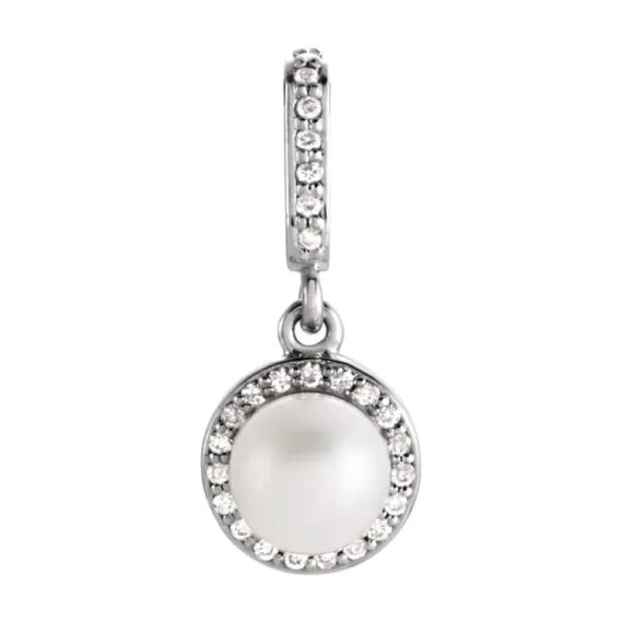 Pearl Pendant, Diamond Halo-Style - 85901 - Image 2