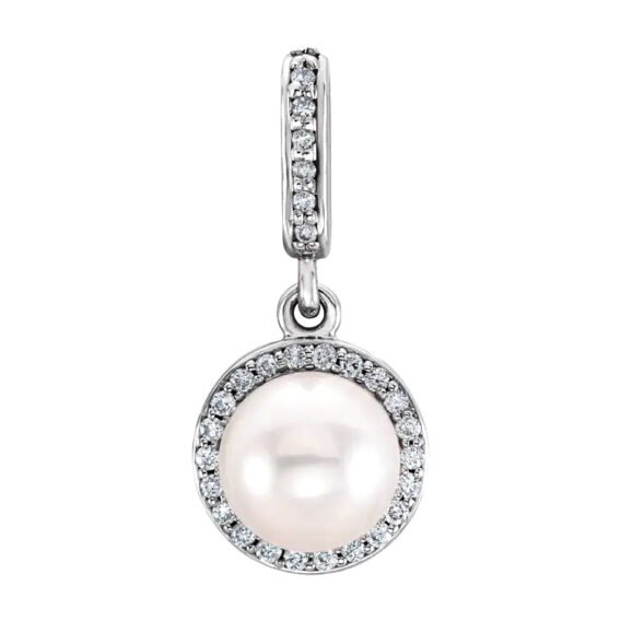 Pearl Pendant, Diamond Halo-Style - 85901 - Image 3