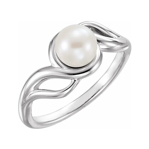 Pearl Ring, Cultured White Freshwater Pearl - 6482 POPULAR CHOICE - Image 2