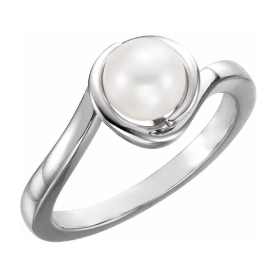 Pearl Ring, Cultured White Freshwater Pearl - 6481 POPULAR CHOICE - Image 2