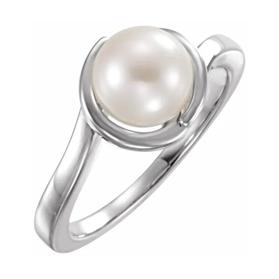 Pearl Ring, Cultured White Freshwater Pearl - 6481 POPULAR CHOICE - Image 3