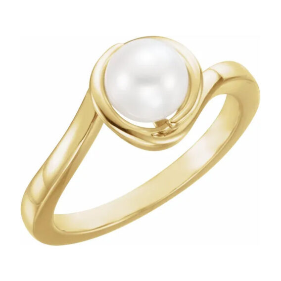 Pearl Ring, Cultured White Freshwater Pearl - 6481 POPULAR CHOICE - Image 4