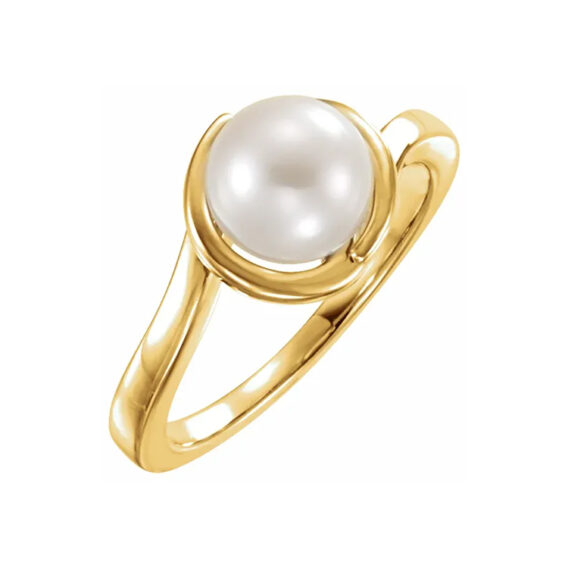 Pearl Ring, Cultured White Freshwater Pearl - 6481 POPULAR CHOICE