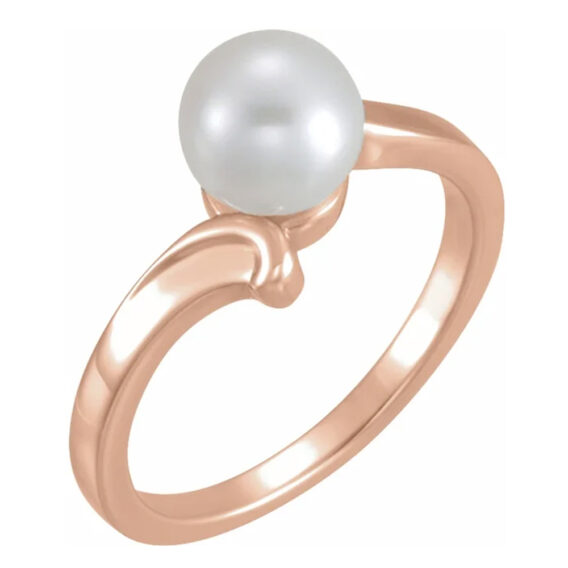 Pearl Ring, Cultured White Akoya Pearl - 60621 - Image 4