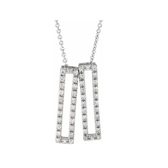 Diamond Necklace, Geometric Rectangle Style - 652311 - Image 2