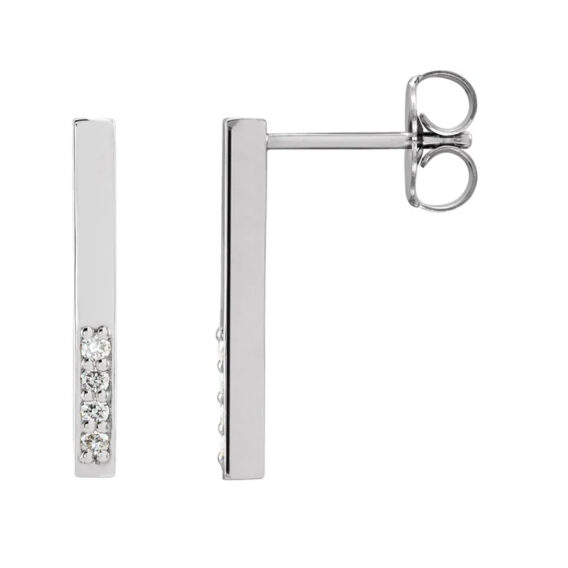 Drop Earrings, Diamond Accented Bar Style - 86730 - Image 4