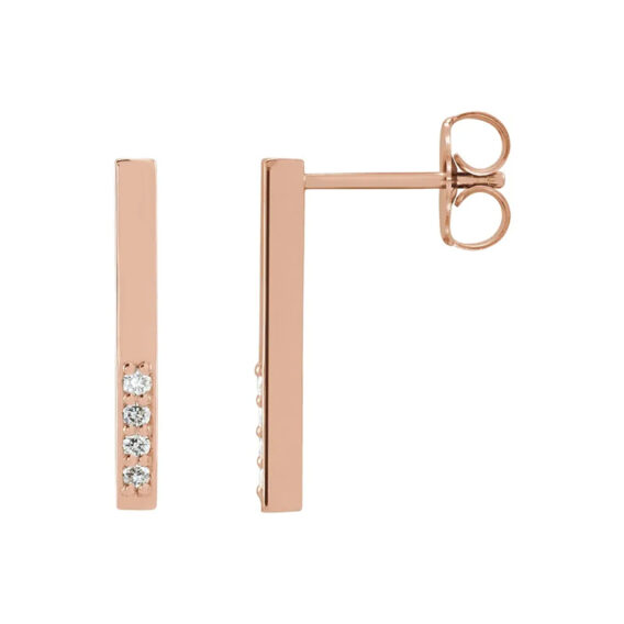 Drop Earrings, Diamond Accented Bar Style - 86730 - Image 3