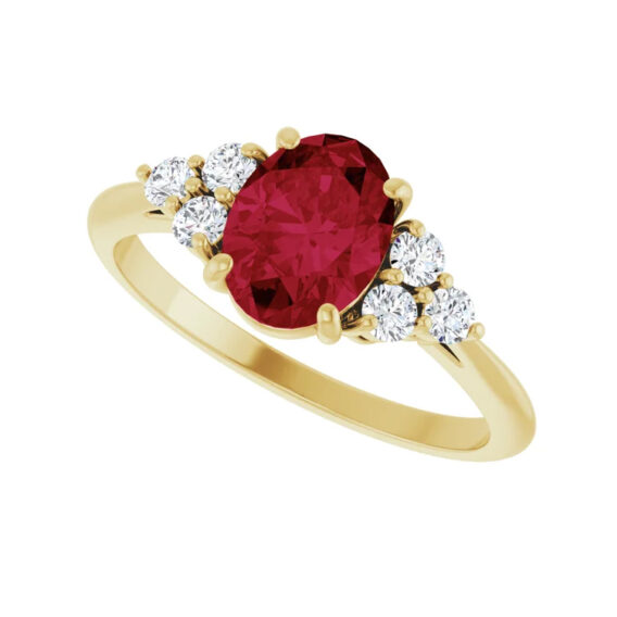 Diamond Accented Gemstone Ring 71812 - POPULAR CHOICE - Image 5