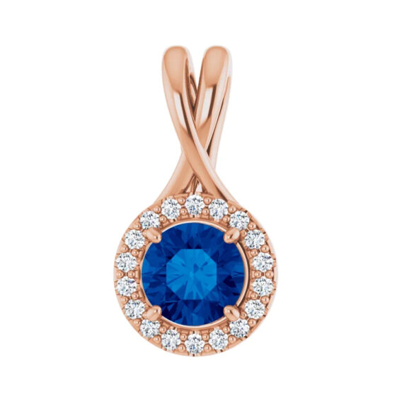 Diamond Halo-Style Blue Sapphire Pendant 86577 - Popular Choice - Image 4