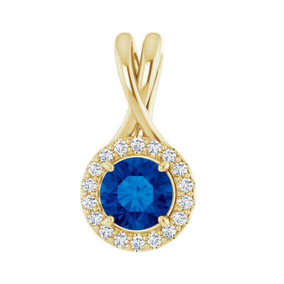 Diamond Halo-Style Blue Sapphire Pendant 86577 - Popular Choice - Image 5