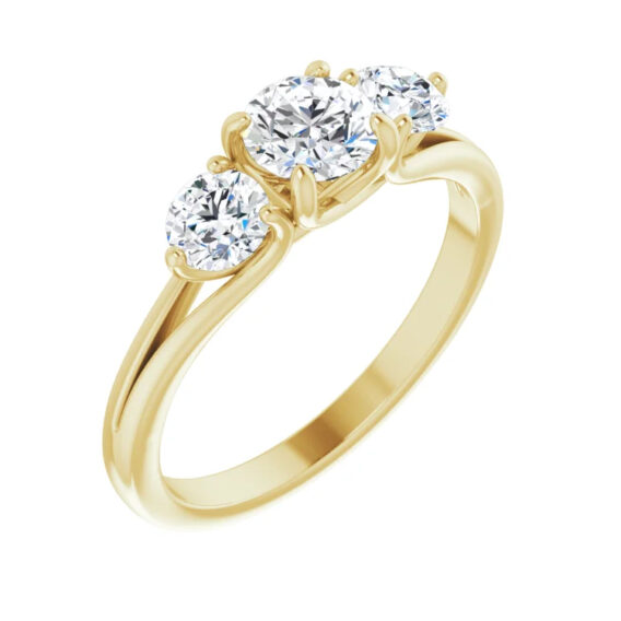 Engagement Ring, Three Stone Natural Diamond - 123165