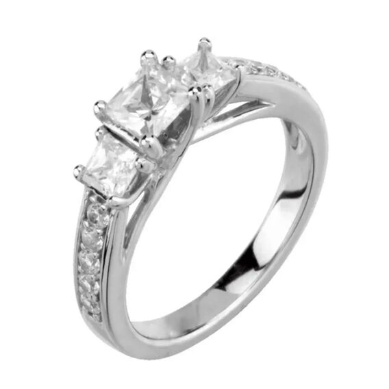 Three Stone Stone Engagement Ring 64722 - Image 2