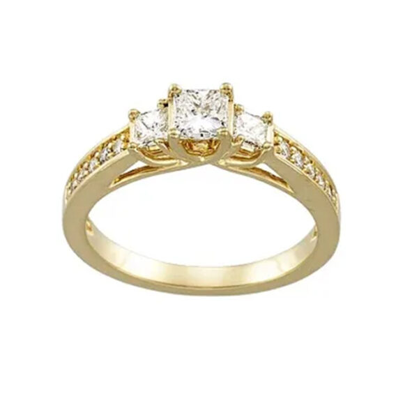 Three Stone Stone Engagement Ring 64722