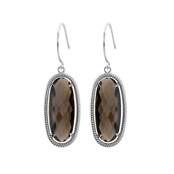 Gemstone Earrings 14K Yellow Natural Smoky Quartz 85646 - Image 2