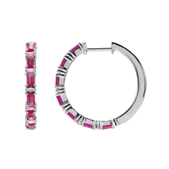 Gemstone Hoop Earrings 689188 - Image 4