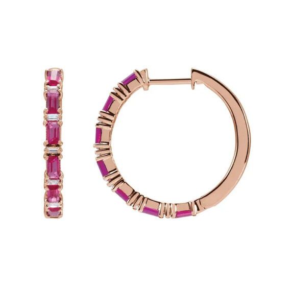 Gemstone Hoop Earrings 689188 - Image 3