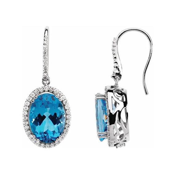 Gemstone Swiss Blue Topaz and Diamond Earrings 67065